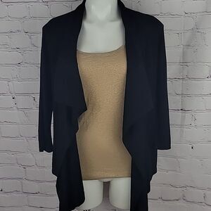 White House Black Market 3/4 sleeve Black Open Front Knit Cardigan. Size XS.